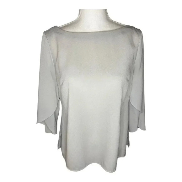 Banana Republic‎ Petite XS Light Gray Flowy Layered Sleeve Boatneck Top - Picture 1 of 7
